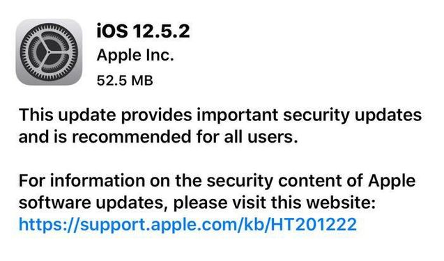泗阳苹果手机维修分享iOS12.5.2发布，建议所有老苹果用户安装 